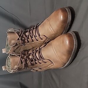 Polar Fox Men's Casual Dress Work Motorcycle Combat Mid-Top Riding Hiking Boots